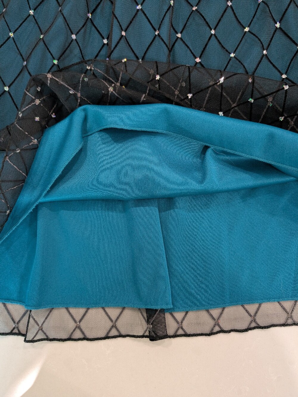 Iz Byer California Vintage Juniors Teal & Black with Silver Sequin A-Line Dress - Picture 10 of 11